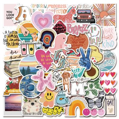 China 50pcs High Quality Waterproof+Eco-friendly Cartoon DIY Design Die Cut Self Adhesive Paper Sticker For Kids for sale