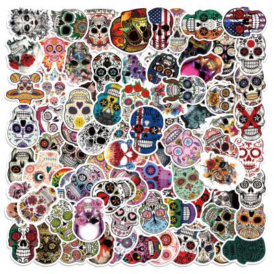 China Waterproof+Eco-friendly 100pcs Waterproof Vinyl Die Cut Skeleton Decorative Stickers For Car Motorcycle Bicycle Luggage Sticker for sale