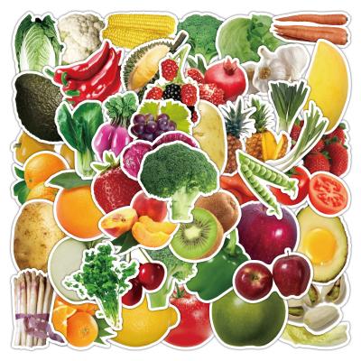 China Waterproof+Eco-friendly 50pcs Fruit and Vegetables Style Mobile Stickers Water Bottle Sticker Luggage Laptop Fashion Stickers for sale
