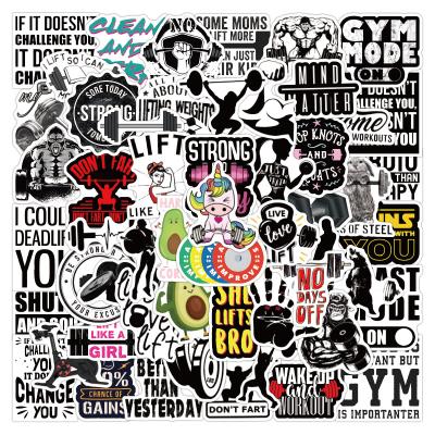 China High Quality Waterproof+Eco-friendly 50pcs DIY Cartoon Fitness Exercise Design Die Cut Self Adhesive Paper Sticker For Kids for sale