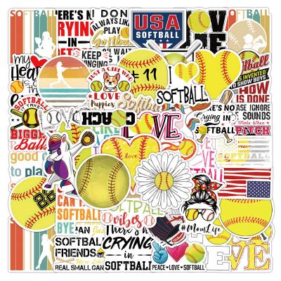 China Waterproof+Eco-friendly 50pcs Waterproof Vinyl Die Cut Cartoon Baseball Decorative Stickers For Car Motorcycle Bicycle Luggage Sticker for sale