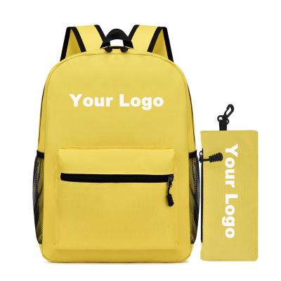 China Waterproof Custom Logo School Backpack Multiple Colors Pencil Case Student Backpack Two Piece Set for sale