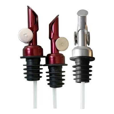 China Sustainable Popular Aluminum Silver Liquor Oil Pourer Spout Stainless Steel Olive Oil Wine Pourer for sale