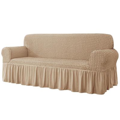China ELEGANT DESIGN Universal Couch Cover Fitted 1 Piece For 3 Seaters, High Elastic Durable Cotton Seersucker Fabric Washable Sofa Slipcover for sale