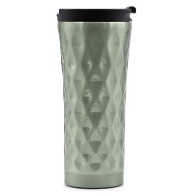 China Sustainable Wholesale 16oz Vacuum Mug Stainless Steel Rhombus Shaped Tumblers With Straw Coffee Travel Mug for sale