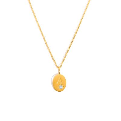 China Nickel-Free Lead-Free DL1B40 Stainless Steel 26 Letter Zircon Pendant Twelve Constellations Titanium Steel Necklace Plated with 18K Gold color A to Z for sale
