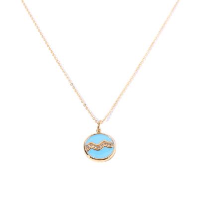 China Nickel-Free Lead-Free DL1B42 Necklace Palace retro 12 stars necklace dripping oil inlaid zircon stainless steel 18K gold color plated for sale