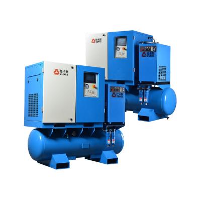 China Lubricated Low Noise 7.5Kw 11Kw 15Kw 4-In-1 Rotary Screw Air Compressor With Air Tank for sale