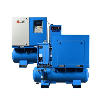 China Lubricated 15Kw 20HP Industrial 4-In-1 Silent Screw Air Compressor With Tank And Dryer for sale