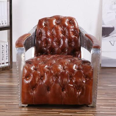 Chine Fauteuils en cuir antiques de Brown de bras en aluminium pour l'hôtel de salon à vendre