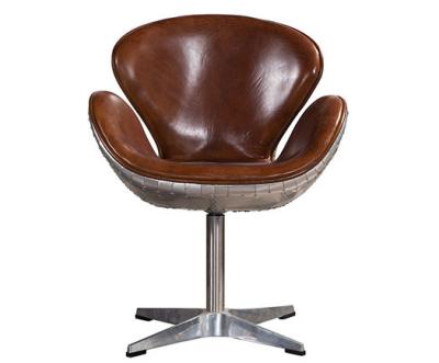 Chine Brown, rétro chaise pivotante en cuir cygne noir de cru de rétro avec arrière en aluminium couvert à vendre
