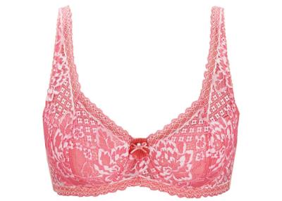 China Rich Flowers Lace Bralette comfortable Underwire Tiny Bow Fashion for sale