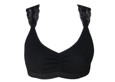 China Black Elastic Cotton pullover bra with Lace Strap Leisure for sale