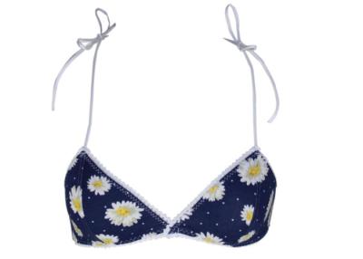 China Cotton Racerback Lace Bralettes Spaghetti Straps Bra with Flora Printing for sale
