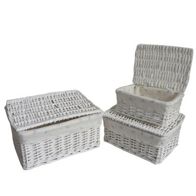 China Willow Weave Fabric Lining Woven Large Customized Sustainable Baby Clothing Storage Basket With Lid for sale