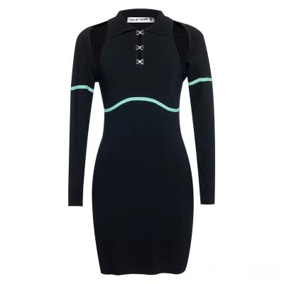 China 2023 Anti-Static Superior Custom Knitted Jacquard Cable Knitted Dresses Sweater Dress Cotton Knitwear Women One Piece Sweaters for sale