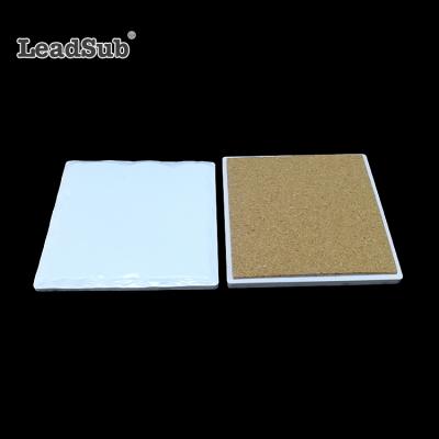 China Leadsub Sustainable Wholesale Matte Empty Square With Cork Back Absorbent Ceramic Coaster For Beverage for sale