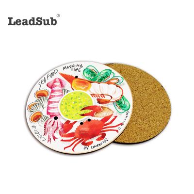 China Viable Reusable Round Custom Drinks Coaster For Coffee Mug Non Slip Sublimation Gift Vacuum Cork Coaster Wholesale for sale