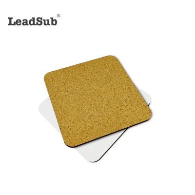China 100mm Square Custom Sublimation White Sublimation Wooden Printed Coaster Cork Coaster For Beverage for sale