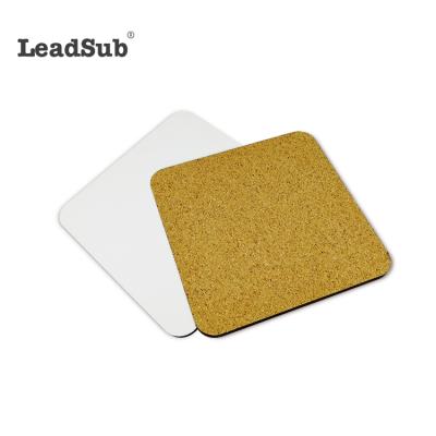 China Leadsub MDF Viable Custom Square Empty Cork Coaster Blanks For Sublimation for sale