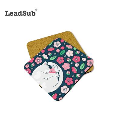 China Viable Wholesale Wooden Mug Cork Coaster Sublimation Blank Waterproof MDF Coaster With Cork for sale