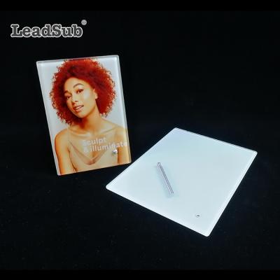 China Eco-friendly Heat Transfer Print Fashional Photo Frame Blank Sublimation Glass Glass Photo Frames Tempered Glass POS Photo Frame for sale
