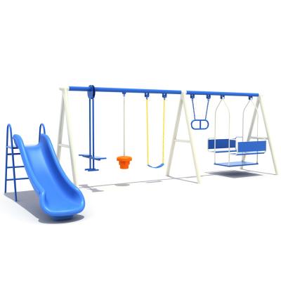 China Strong Swing Seat Most Popular Kids Metal Frame Outdoor Playground Combo Slide Seat Multiplayer Swing for sale