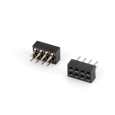 China All Electrical Mains Header Socket Connector 8 Pin 1.27mm Pitch PCB Female Panel To Board Double Row Through Hole Strip Header Bergstrip for sale