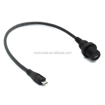 China MP3 / MP4 Player Panel Mount Waterproof Micro USB 2.0 Female Cable IP67 for sale
