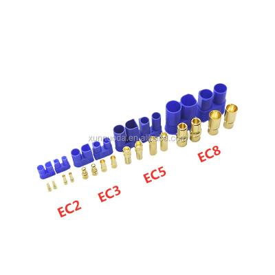 China EC EC2 EC3 EC5 EC8 EC Female Male Connectors With Bullet Banana Plug With Blue Sheath For RC FPV Car Battery for sale
