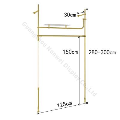 China One-stop design style new with LED tube stainless steel metal clothing store clothing store display stand freestanding fashion clothes for sale