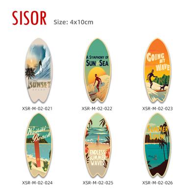 China Sublimation (customised) Wholesale Cheap Home Decor Souvenir Surfboard Ceramic Fridge Magnet Custom Sublimation Tile stickers with Soft Magnetic Backed for sale