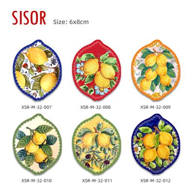 China Sublimation (customised) Wholesale Cheap Lemon Ceramic Magnet Fridge Italy Ceramic Decoration Magnetic For Fridge Tiles Home Decor Souvenir for sale