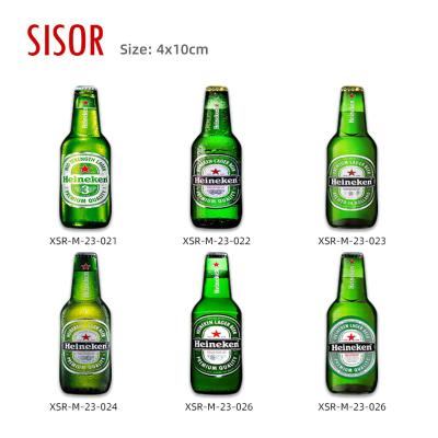 China Sublimation (customised) Wholesale Beer Bottle Ceramic Fridge Magnet Making Custom Sublimation Tile Stickers With Soft Magnetic Gift for sale