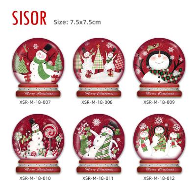 China Sublimation (customised) Wholesale souvenir Home Decor Christmas Ceramic Glass Ball Fridge Magnet Custom Sublimation Tile stickers with Soft Magnetic for sale