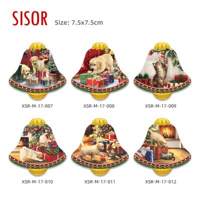 China Sublimation (customised) Wholesale Cheap Kitchen Decor Christmas Sublimation Ceramic Fridge Magnet Custom Bell Shape Tile stickers with Soft Magnetic for sale