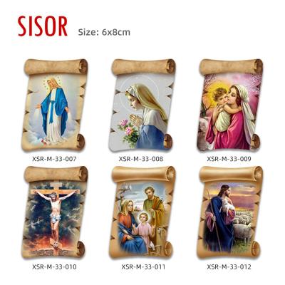 China Sublimation (customised) Wholesale Cheap Scoll Ceramic Fridge Magnet Custom Souvenir Sublimation Tile stickers with Soft Magnetic Home Decor for sale