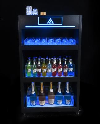 China Custom acrylic candle holder illuminated led glow wine display cabinet for vodka beer tequila whiskey brandy beer for sale