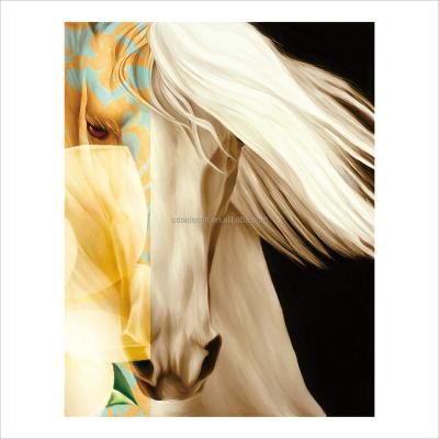 China Abstractions 2022 Art Decor White Horse Custom Portrait HD Animal Wall Poster Print On Canvas for sale