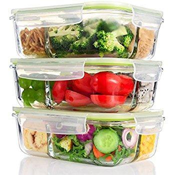 China 4 Piece Viable Food Container Glass Set With BPA Free Lock Lid for sale