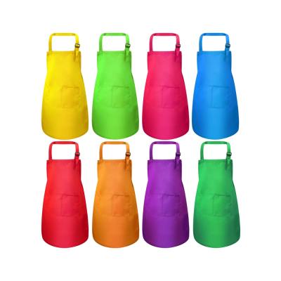 China Custom Logo Cleaning Children's Cotton Aprons Lace Yellow Blue Purple Kids Kitchen Cooking Apron for sale