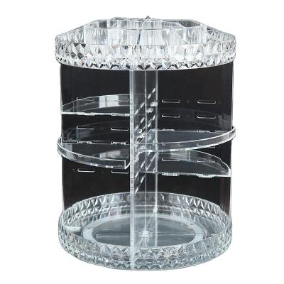 China Changhong Hottest Durable Clear Rotate 360 Degree Acrylic Make Up Perfume Cosmetic Display Stand For Bedroom Cosmetic Store for sale