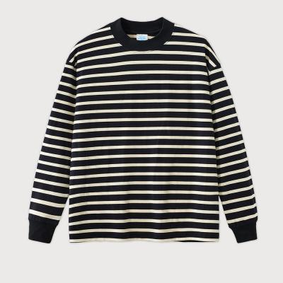 China Women'S Over Oversized Crewneck Sweatshirt Loose Basic Striped Tshirt 100% Cotton Men for sale