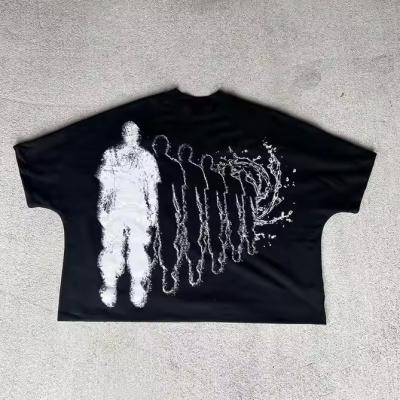 China 2025 Custom Graphic Crew Neck Drop Shoulder T-shirts de peso pesado de tamanho extra cortado T-shirt de cabine para homens à venda