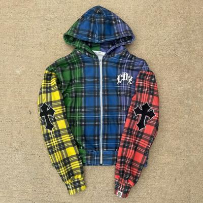 China 100% de algodão Terry Acid Wash Bordado Distressed Zip Up Hoodie para Homens/Unisex na Primavera/Outono/Inverno Streetwear personalizado à venda
