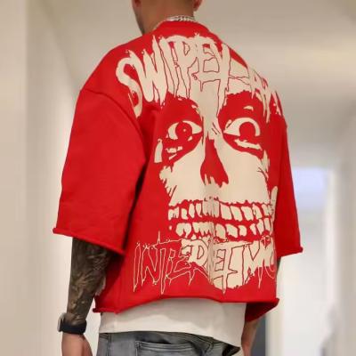 China Custom Graphic Printing Washed Vintage Heavyweight 100% Cotton French Terry Oversized Boxy Cropped T-Shirt for Men for sale