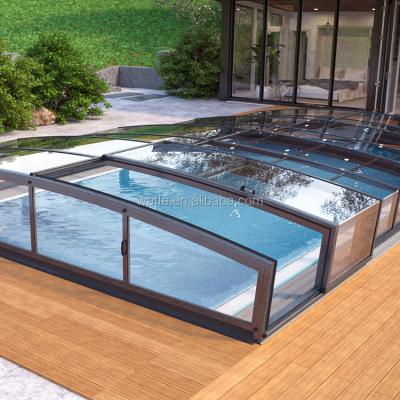 China China Cheap Automatic Enclosure Pool Cost Retractable Swimming Pool Glass Cover Canada for sale