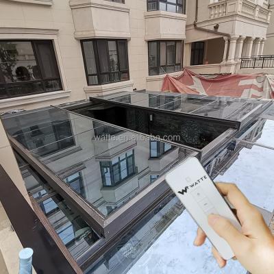 China Customized Home Living Room Kitchen Roof Top Dayighting Operable Glass Sliding Roof for sale