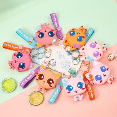 China Bag Car Pendant Accessories Promotional Creative Cartoon Anime Rubber Coin Wallet Keychain Cute Silicone Baby Purse Keychains For Gift for sale