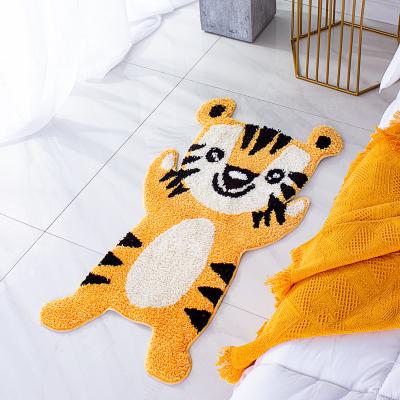 China Washable Anti Slip Floor Cover Flocking Carpet Polyester Customized Pattern Tiger Rug For Kid's Room for sale